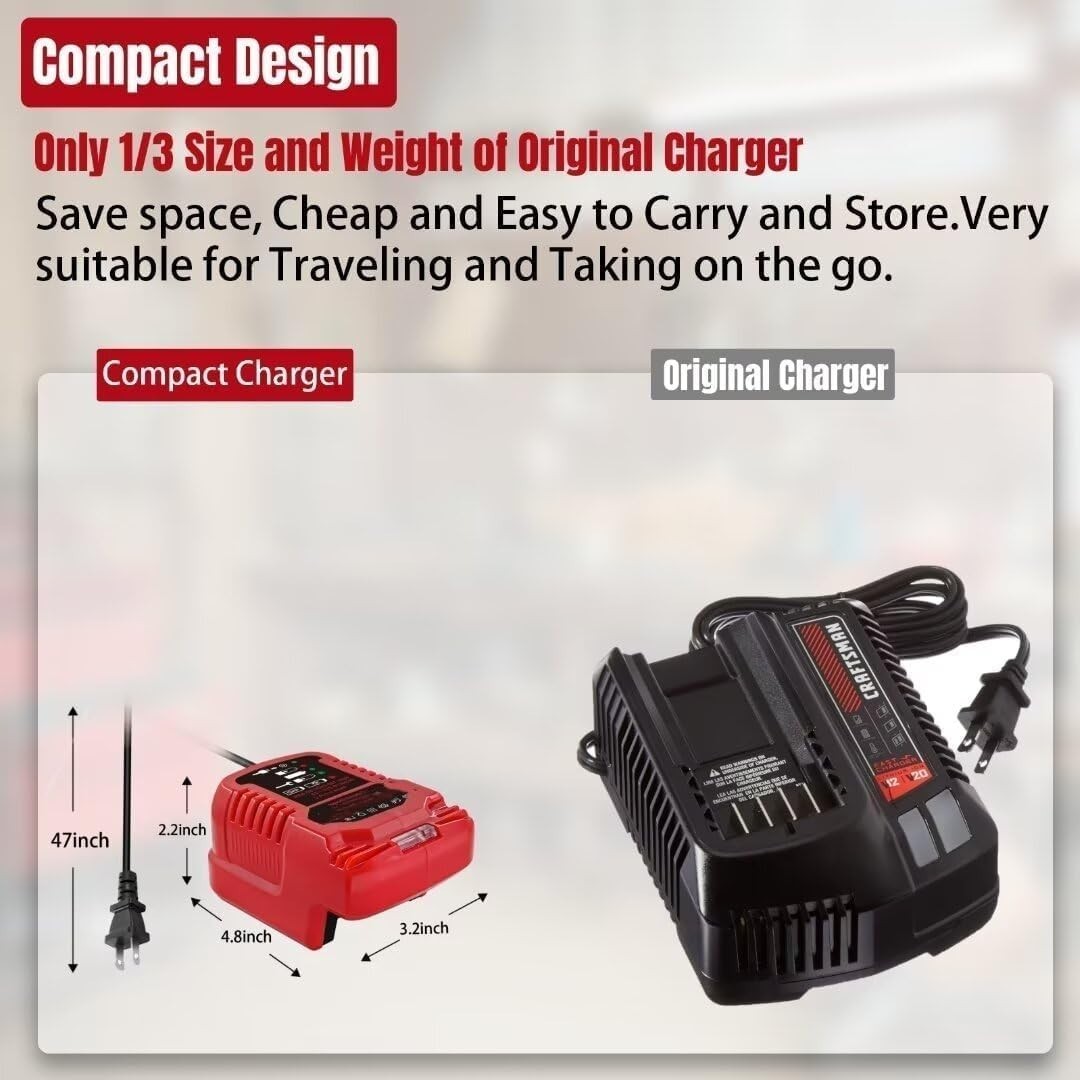 Lightweight Mini Battery Charger – 110V Input for 18V Craftsman V20 Tools