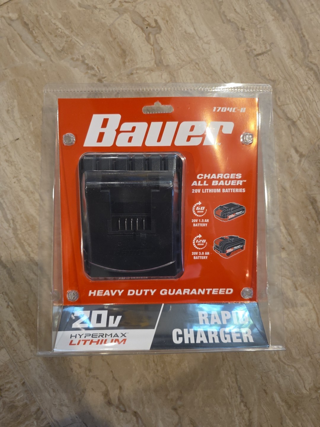 BAUER (1704C-B) 20V 1.7A RAPID CHARGER & 5Ah BATTERY (1907C-B)