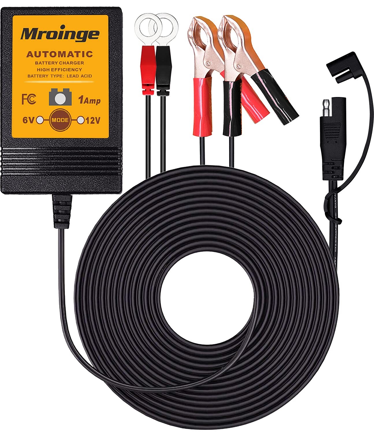 Smart Battery Charger, Mroinge 6V / 12V 1A Fully Automatic Trickle Battery Charg