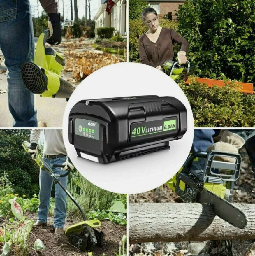 6.0Ah Battery for Ryobi 40V Battery Lithium OP4050 OP40602 OP406VNM / Charger