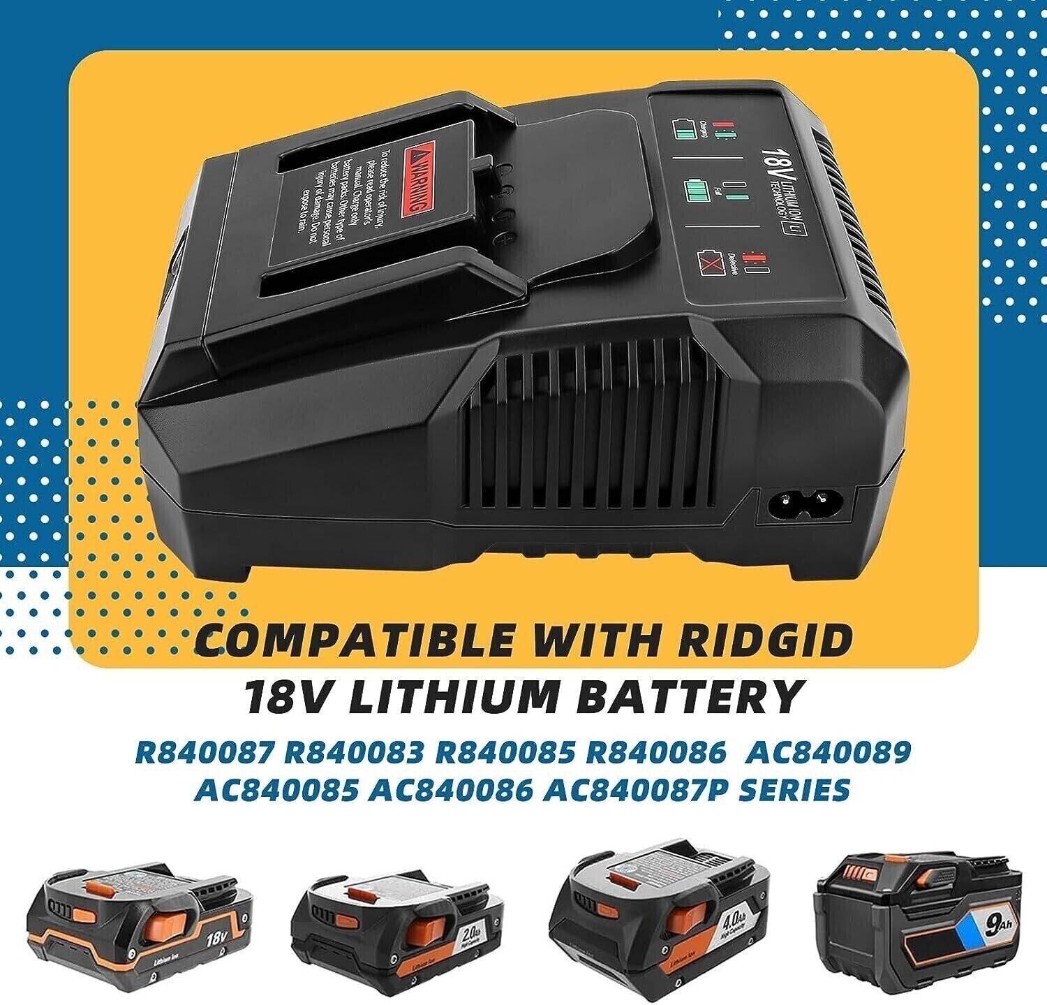 18V for Ridgid Battery Charger R86092 R86091 for Ridgid 18V Lithium Battery new