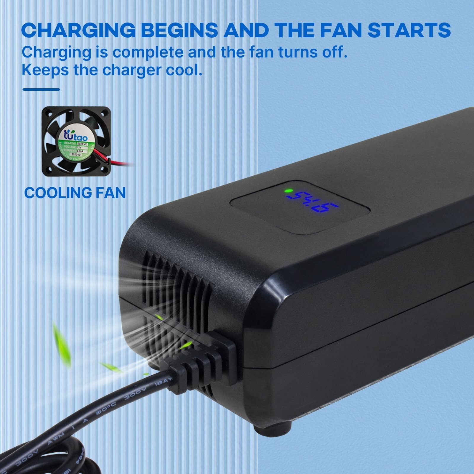 YZPOWER 54.6V 4A Lithium Battery Charger for 48V 13s li-ion F