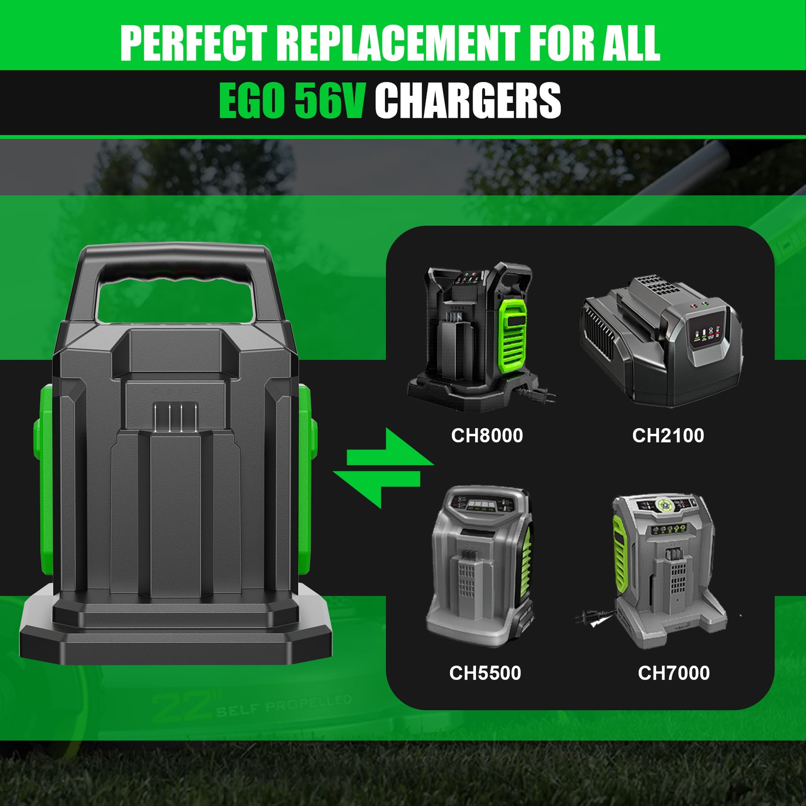Fast CH2800D Dual Port Charger for EGO Power+ 56V Battery BA2800T BA4200T BA1400