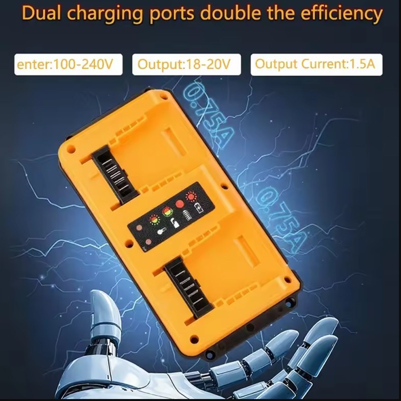 Dual Ports 90W Fast Charger for DeWalt 12V-20V MAX Lithium Battery DCB203 DCB204