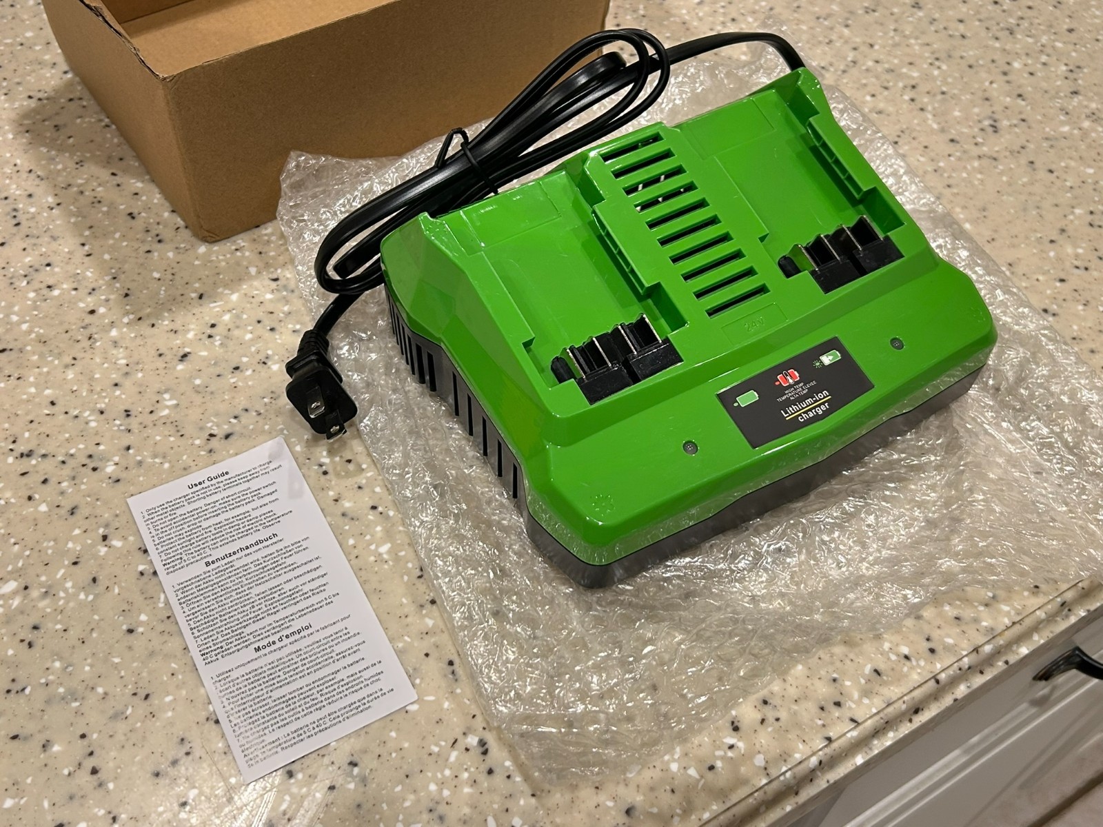 NEW! Sydelway Dual Port 3A Charger for Greenworks 24V BAG708 BAG711 Powerall