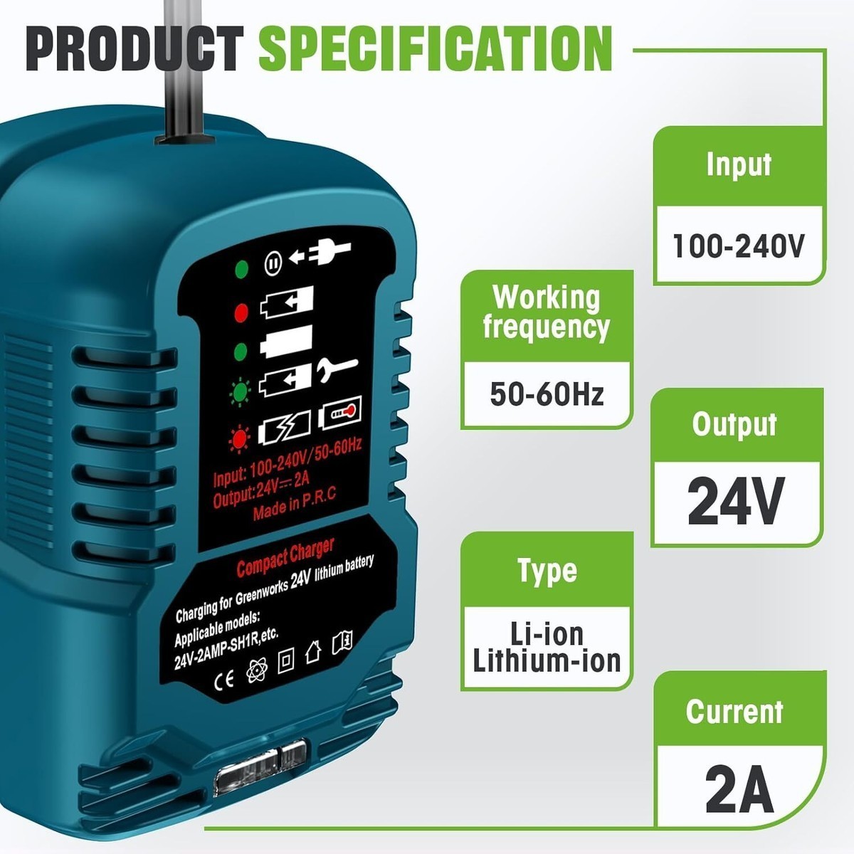 Fast Charger for Greenworks 24V Battery 29862 CAG814 CAF806 29842 29852