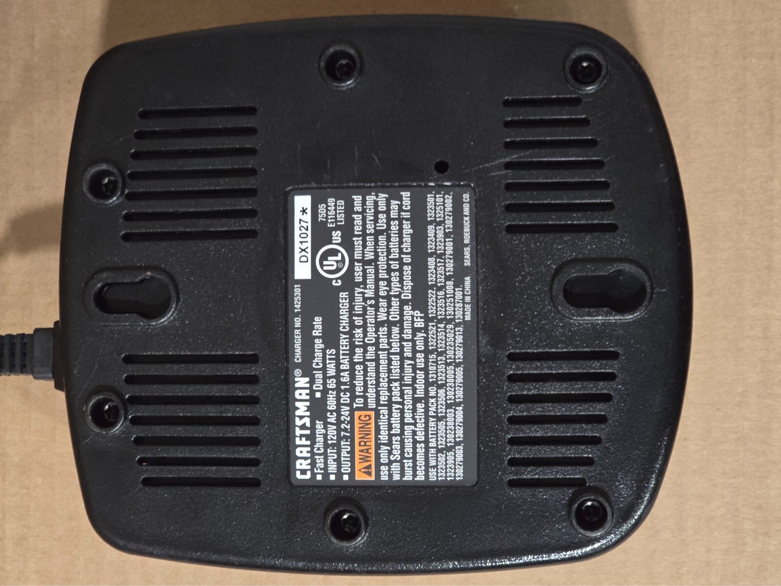 Craftsman – 1425301 – 1 Hour Fast Battery Charger 7.2v 12v 18v 19.2v 24v (C3)