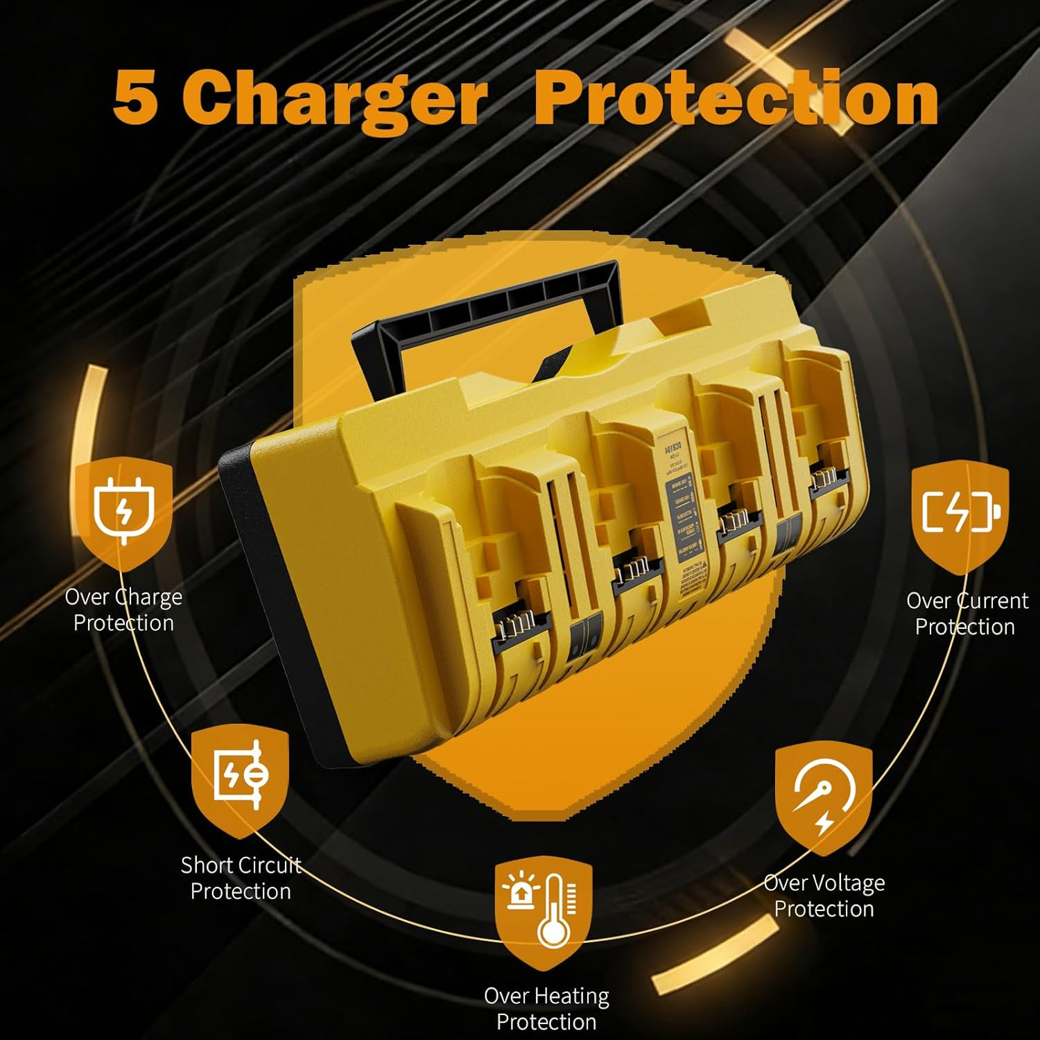 DCB104 Multi Battery Charger Station | 4-Port Fast Charger Compatible with Dewal