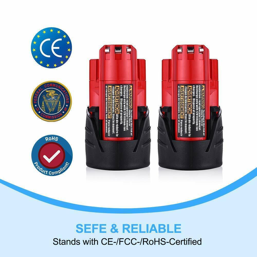 4X 3.5Ah For Milwaukee Battery For M12 Lithium Cordless 12V 48-11-2420 Capacity