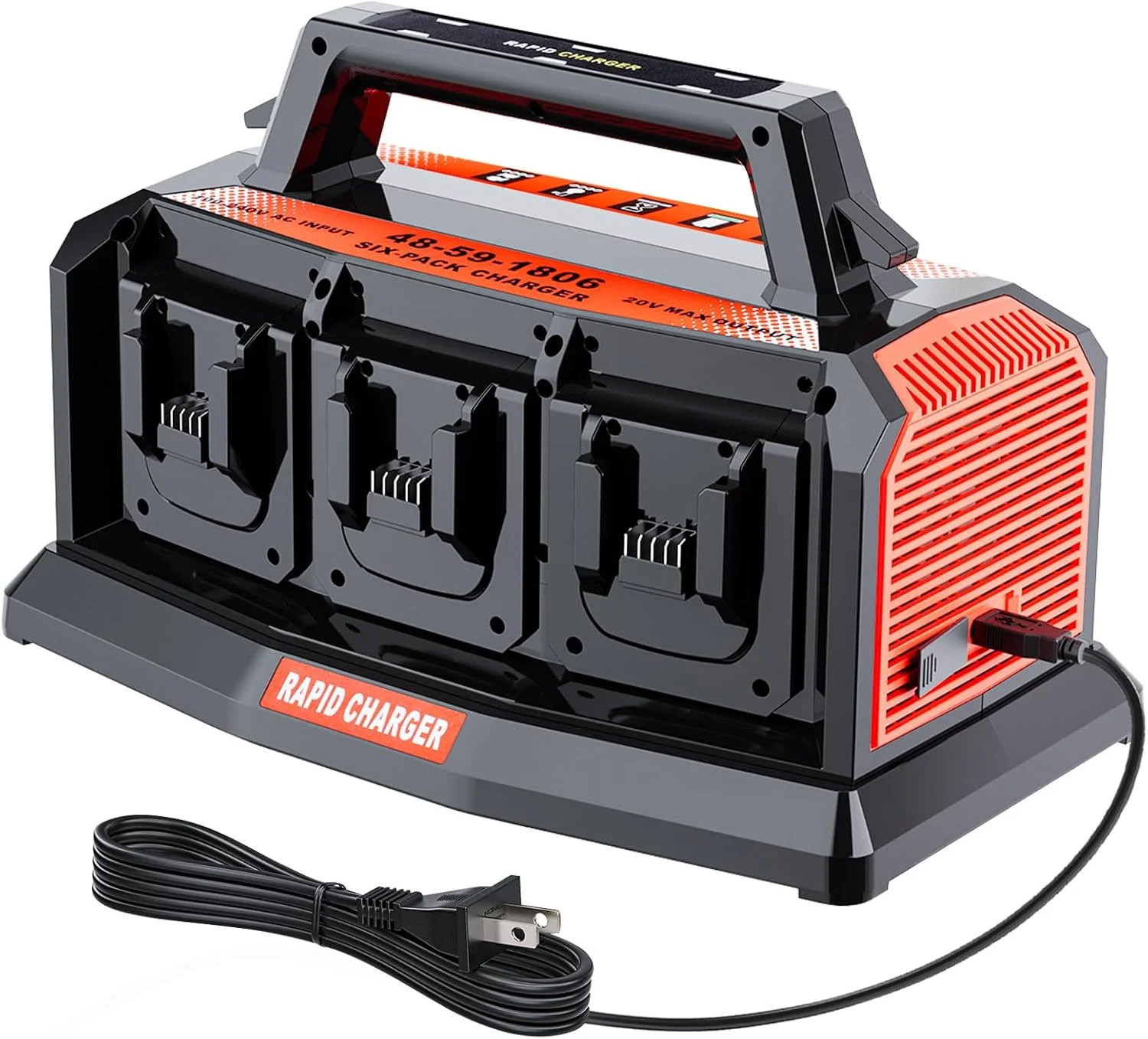 Rapid Fast Charger Station 6 Port 18V Compatible with Milwaukee M18 18V Battery,