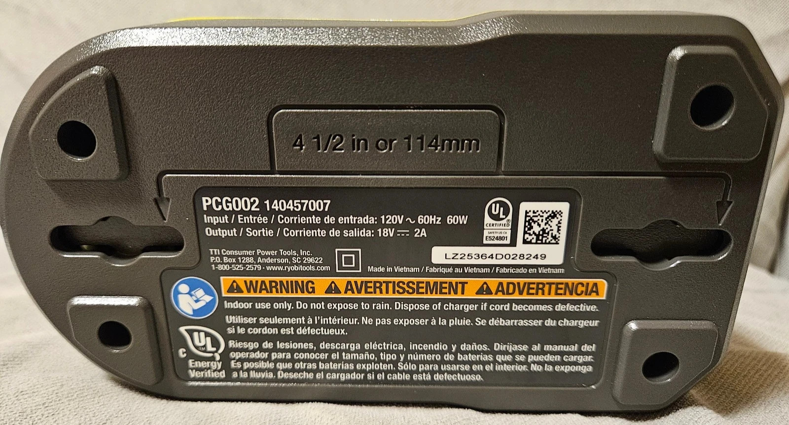 Original OEM Ryobi 18v Lithium ONE+ Battery Charger PCG002 Authentic