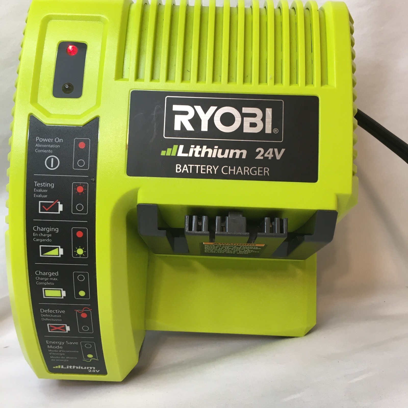 RYOBI 24V Battery Charger Lithium Batteries NOT included Powers On Very Clean