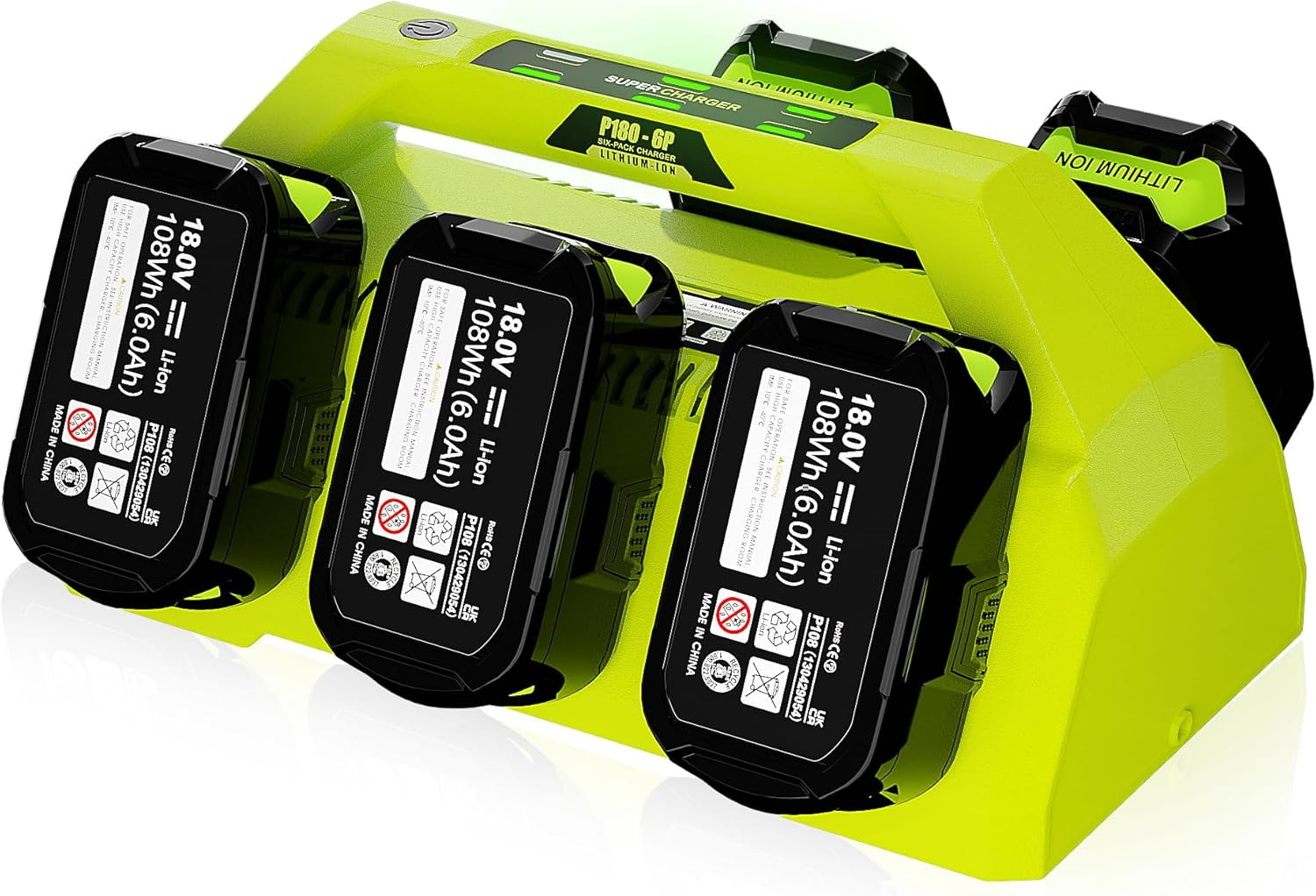 PCG006/P135 Rapid 6-Port Charger for Ryobi 18V Batteries P102-P109
