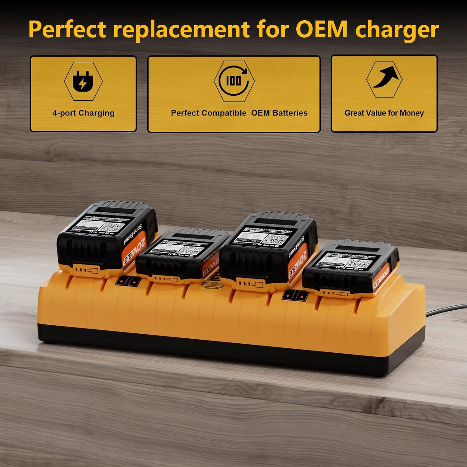 Charger For DEWALT 4 Port Battery DCB104 12V/20V Multi-Voltage DCB200 DCB205