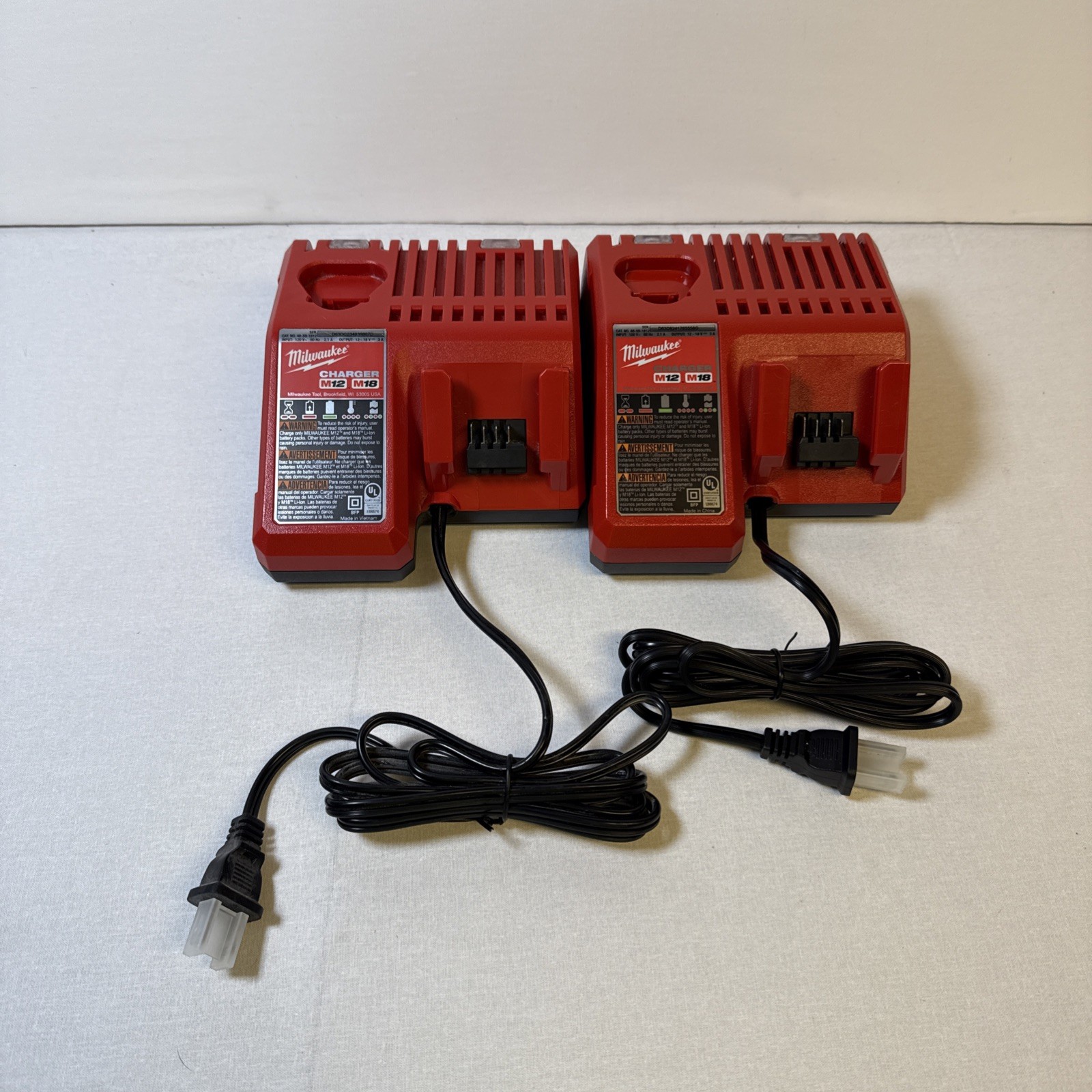 Milwaukee Battery Charger LOT OF 2 48-59-1812 M12 & M18 18V Genuine Milwauke-NEW