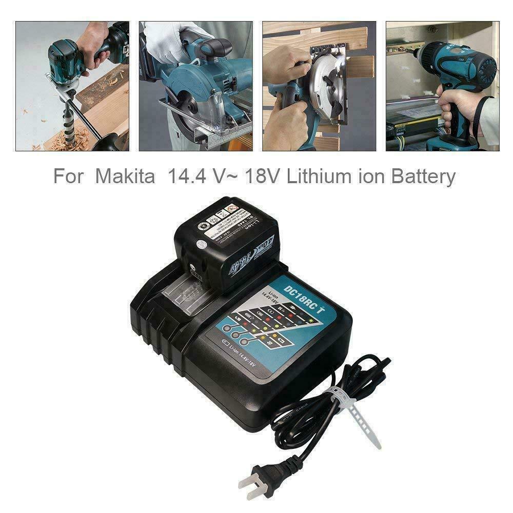 Fast Charger Replace For Makita DC18RC 14.4V – 18V LXT Lithium‑Ion Rapid Charger