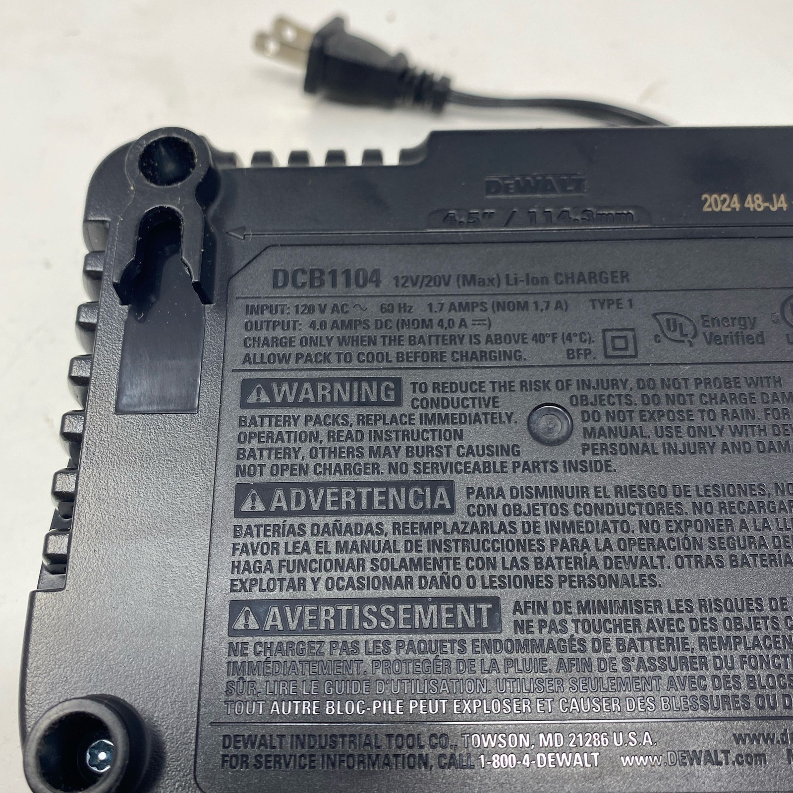 DEWALT DCB1104 12V/20V MAX 4A Battery Charger – Black