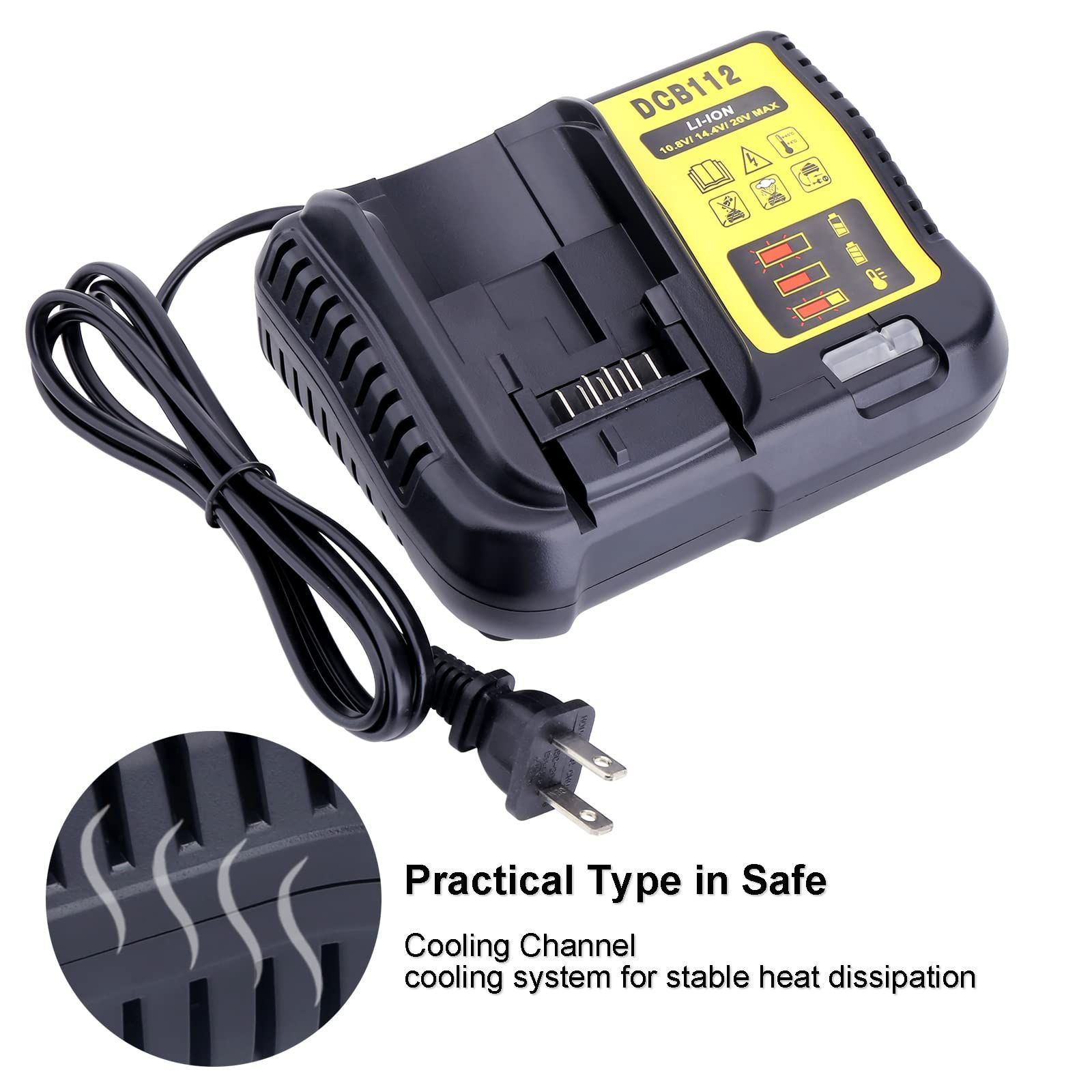 DCB112 Compatible with De-walt 20V Battery, Charger (Black)