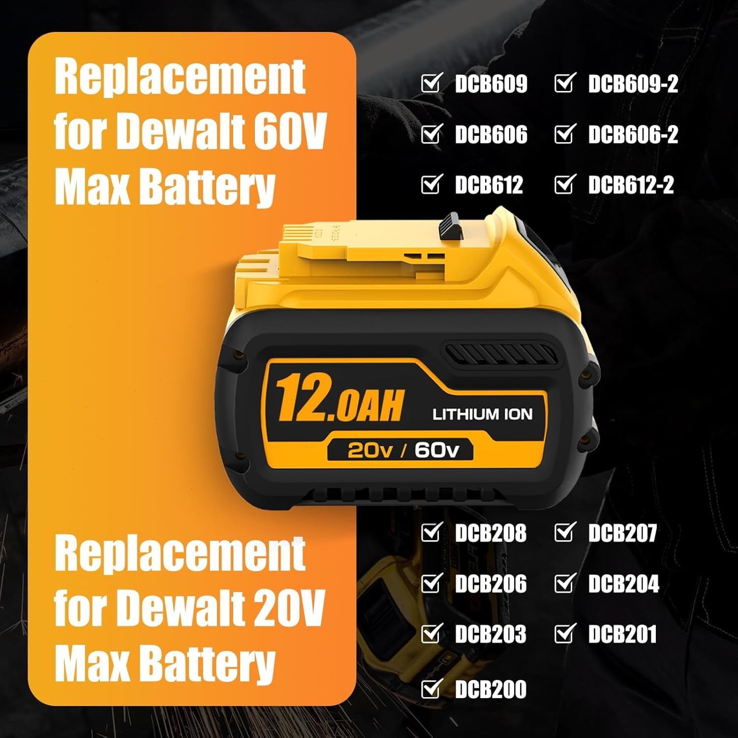 2Pack 12.0Ah for DeWalt FLEXVOLT 20V/60V MAX Battery Lithium-ion DCB609 /Charger
