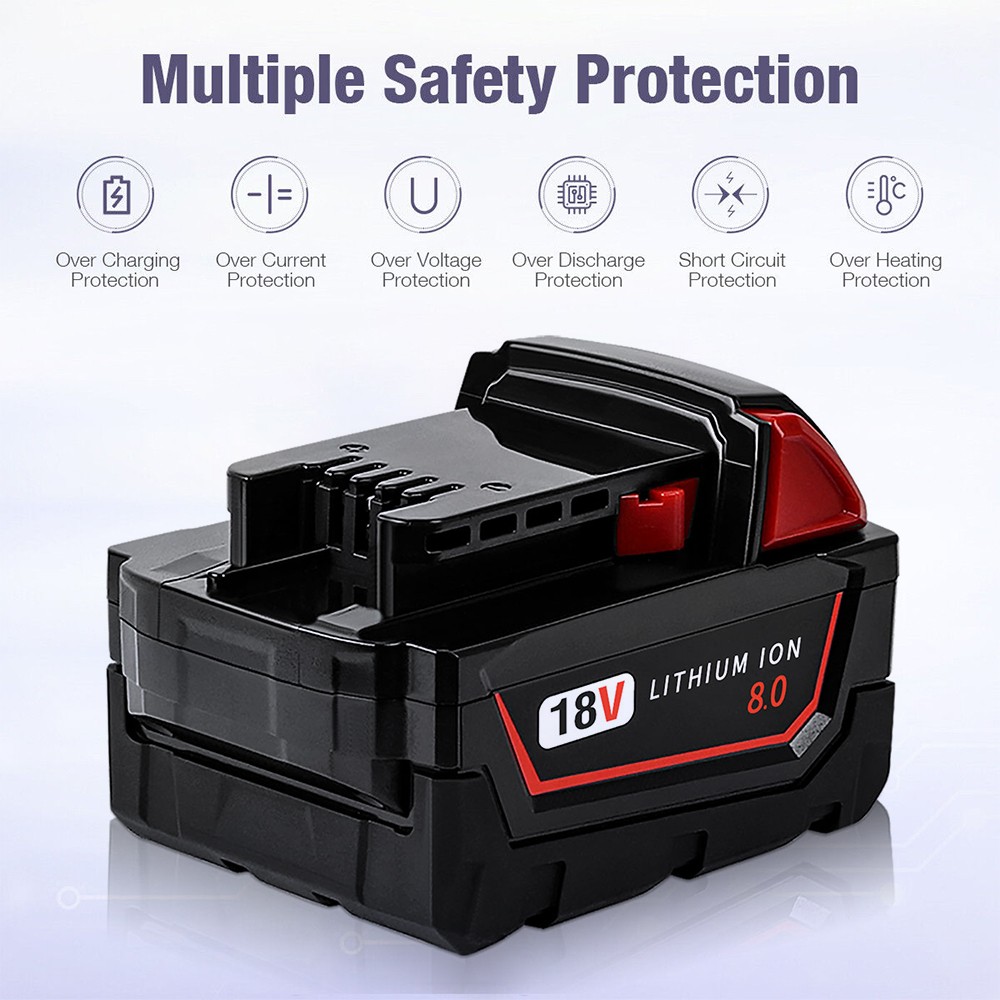 2 Pack 18V 8.0Ah Li-Ion Battery and Charger kit For Milwaukee M-18 4811-1862