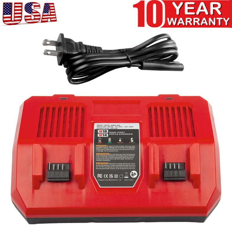 For Milwaukee For M18 For M12 48-11-1822 Dual Rapid Charger F18V Rapid Charger