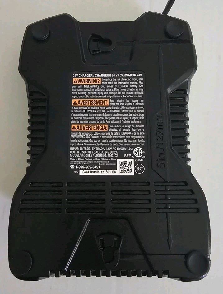 Greenworks G24 24v Lithium-Ion Battery Charger OEM #2903102 Tested