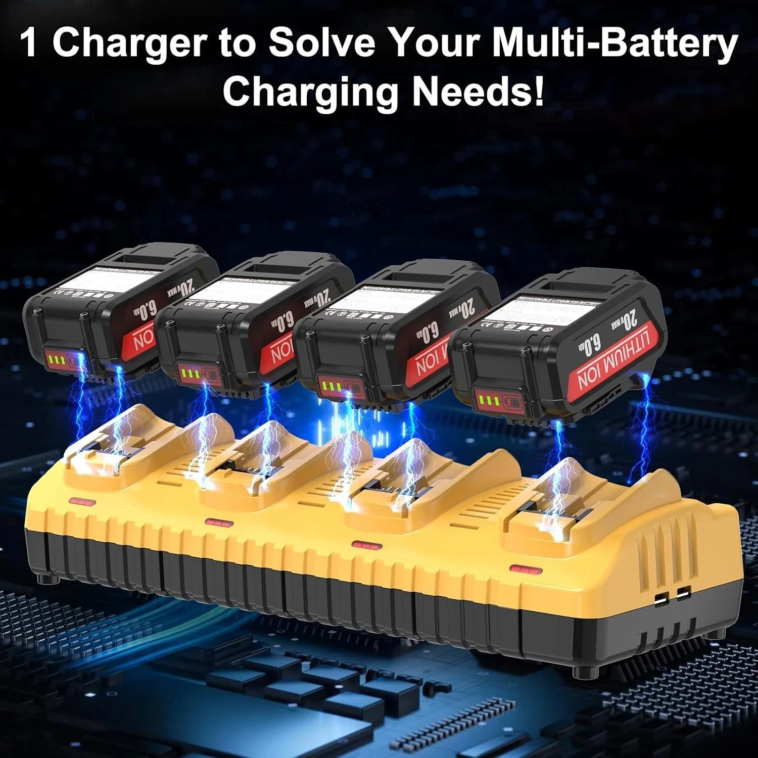 For Genuine DEWALT 4-Port DCB104 Fast Charger 12V/20V Lithium DCB184 XR Battery