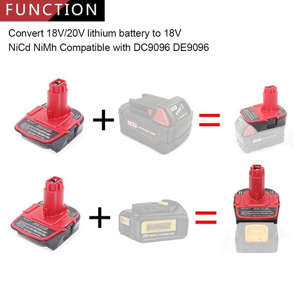 waitley Battery Adapter 18V-20V Converter Compatible with Black and Red