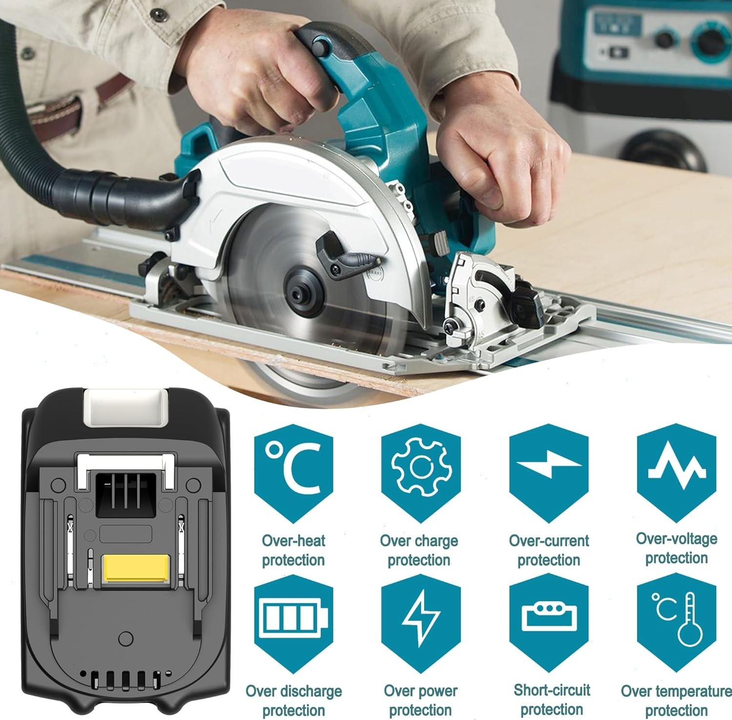 DC18SF 14.4v-18v Multi 4-Ports Fast Charger for Makita and 3.0Ah Battery BL1860B