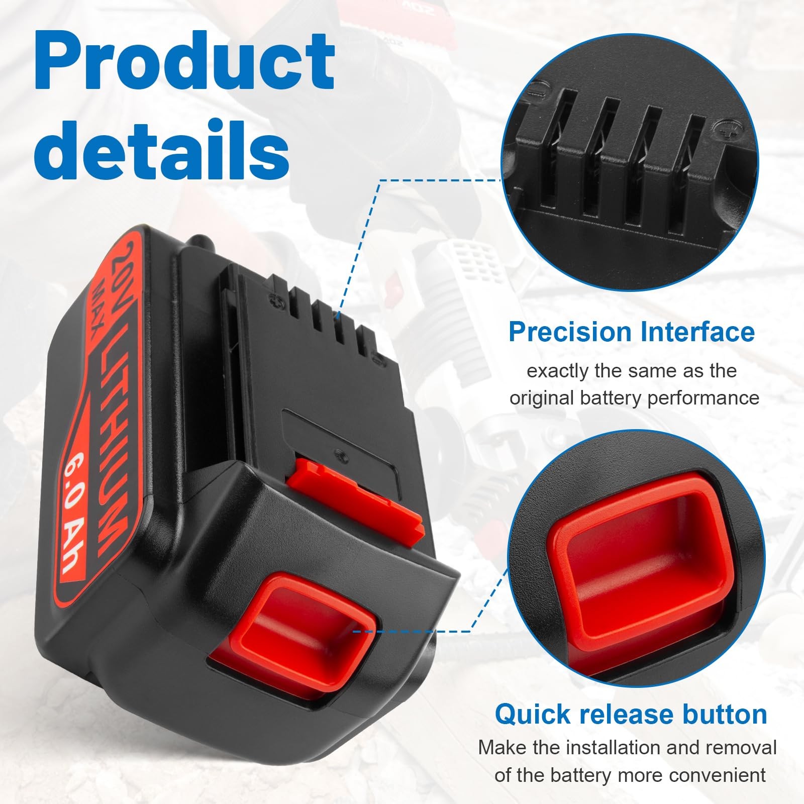 Tree.Nb 2Packs 6.0Ah 20V Lithium Battery Replacement For Black And Decker