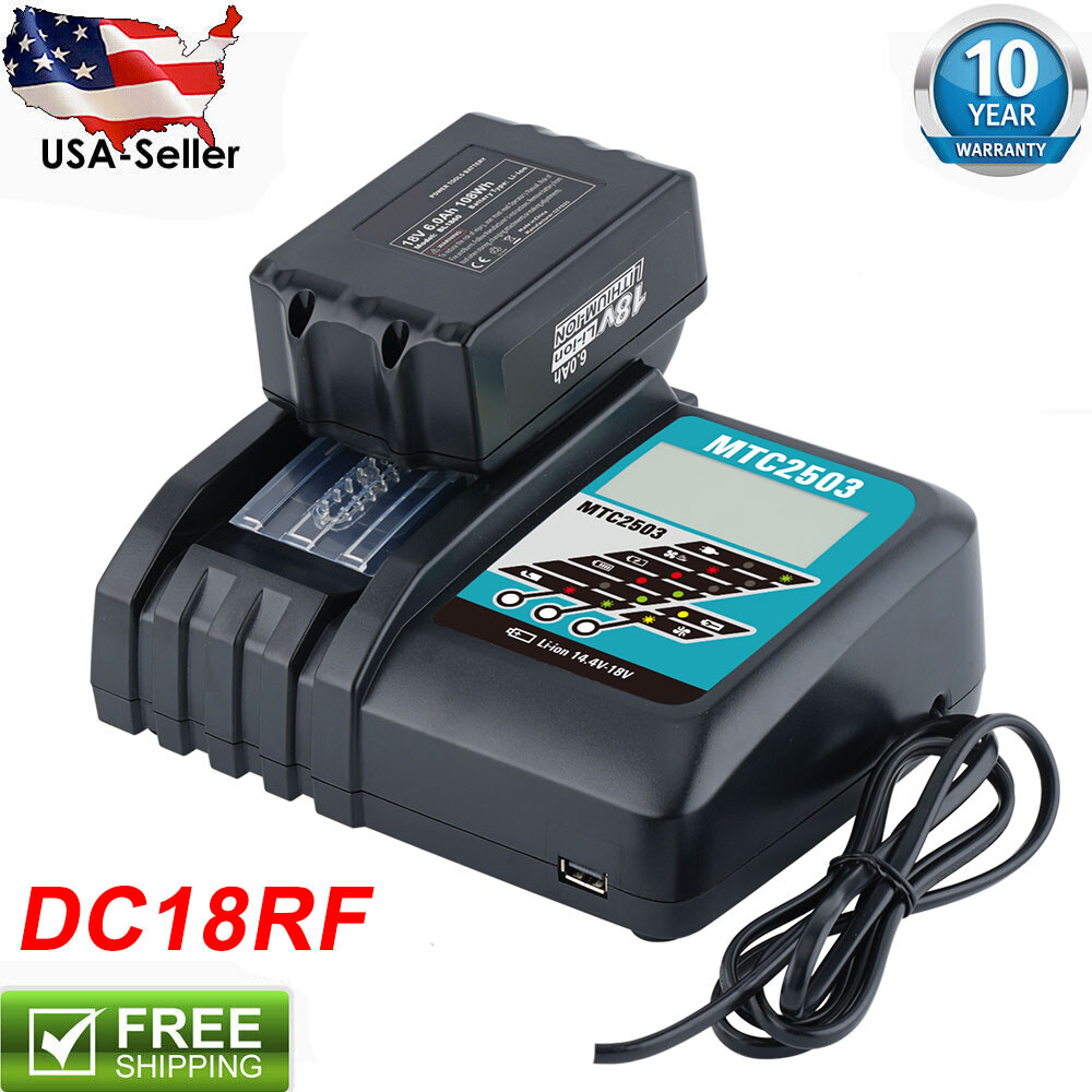 Battery Charger DC18RF 18V LXT Lithium-ion For Makita 14.4V-18V Li-lon Battery