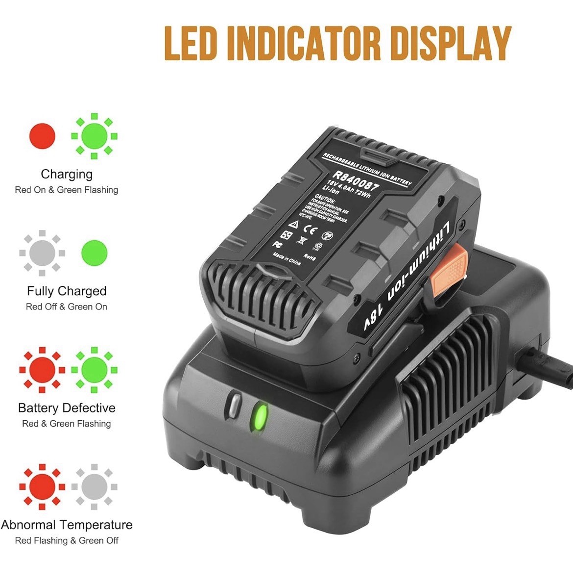 18V R86092 Fast Charger for RIDGID 18V Battery R840083 R840085 R840086 R840087
