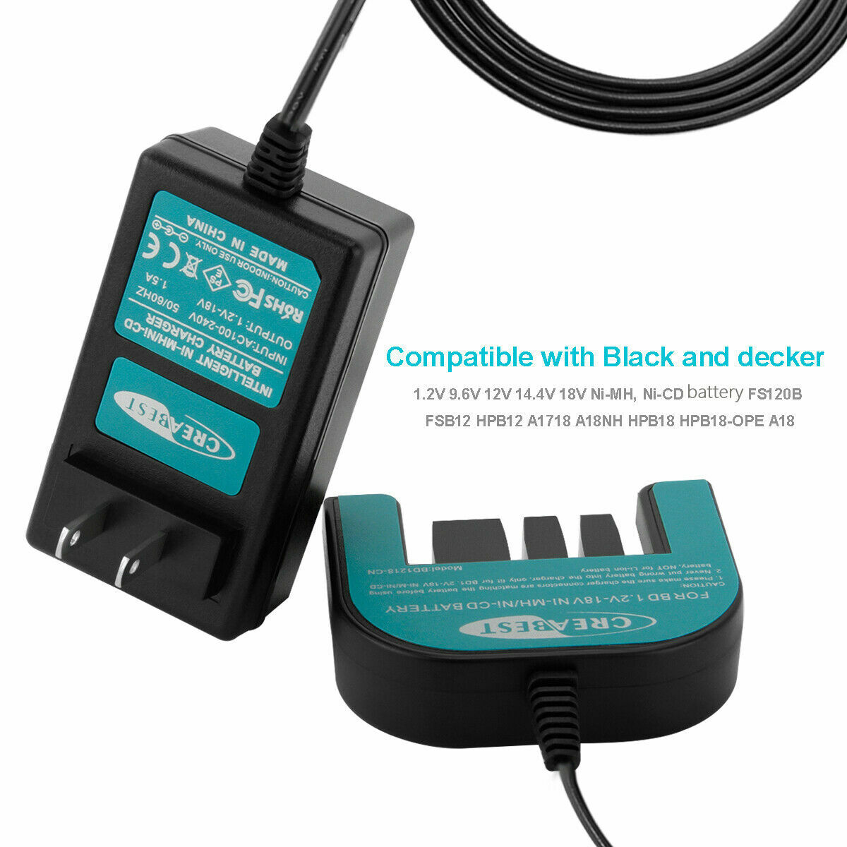 US Charger For Black & Decker 9.6V 12V 14.4V 18V Ni-MH/Ni-CD Slide Style Battery