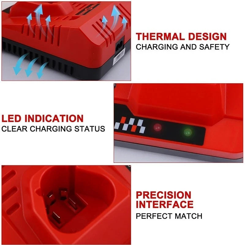 Dual Charger for Milwaukee M12 12V Li-ion 48-11-2401 48-11-2420 Charger