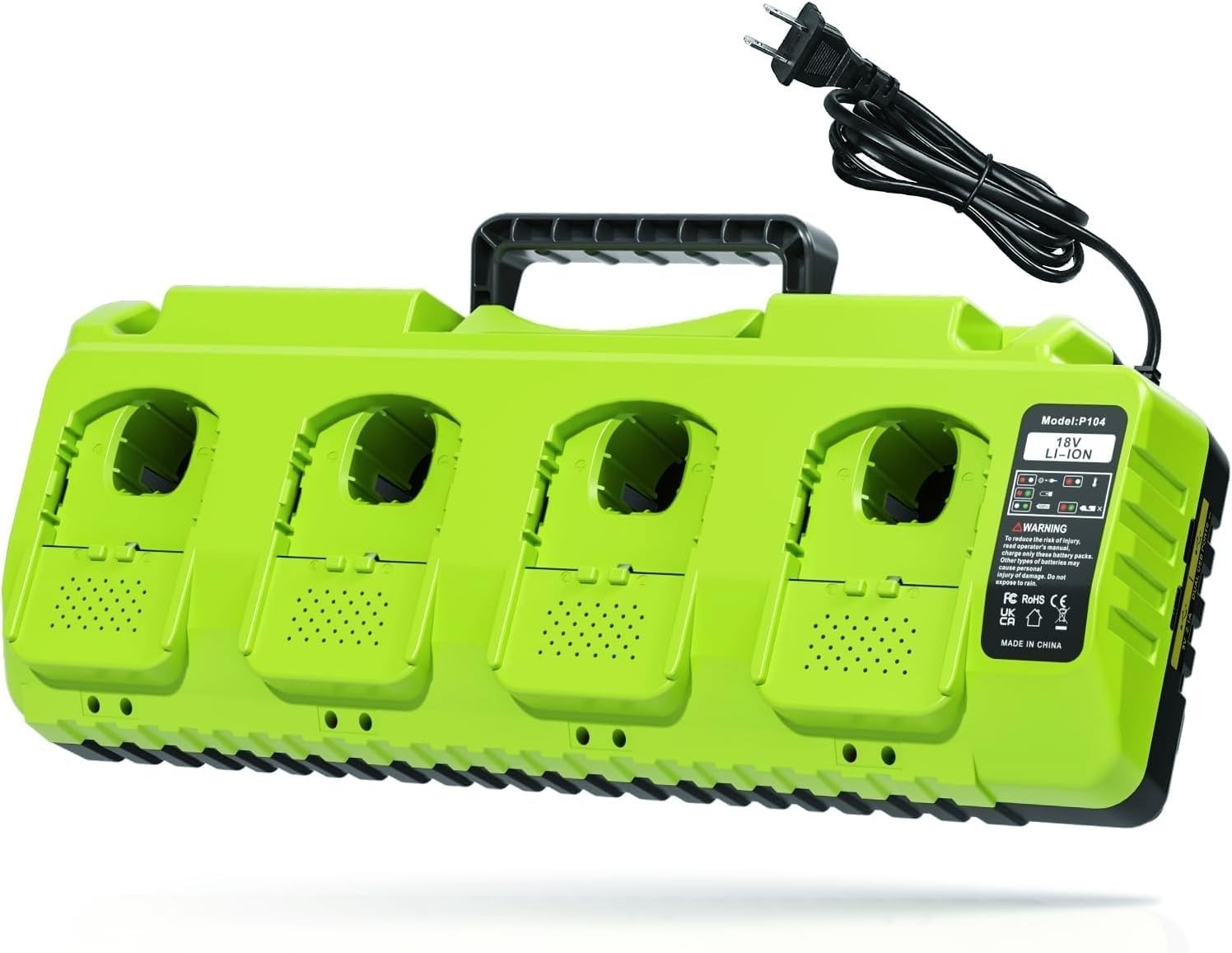 Ryobi 18V Battery Charger 4-Port Fast Multi-Battery Station with Dual USB