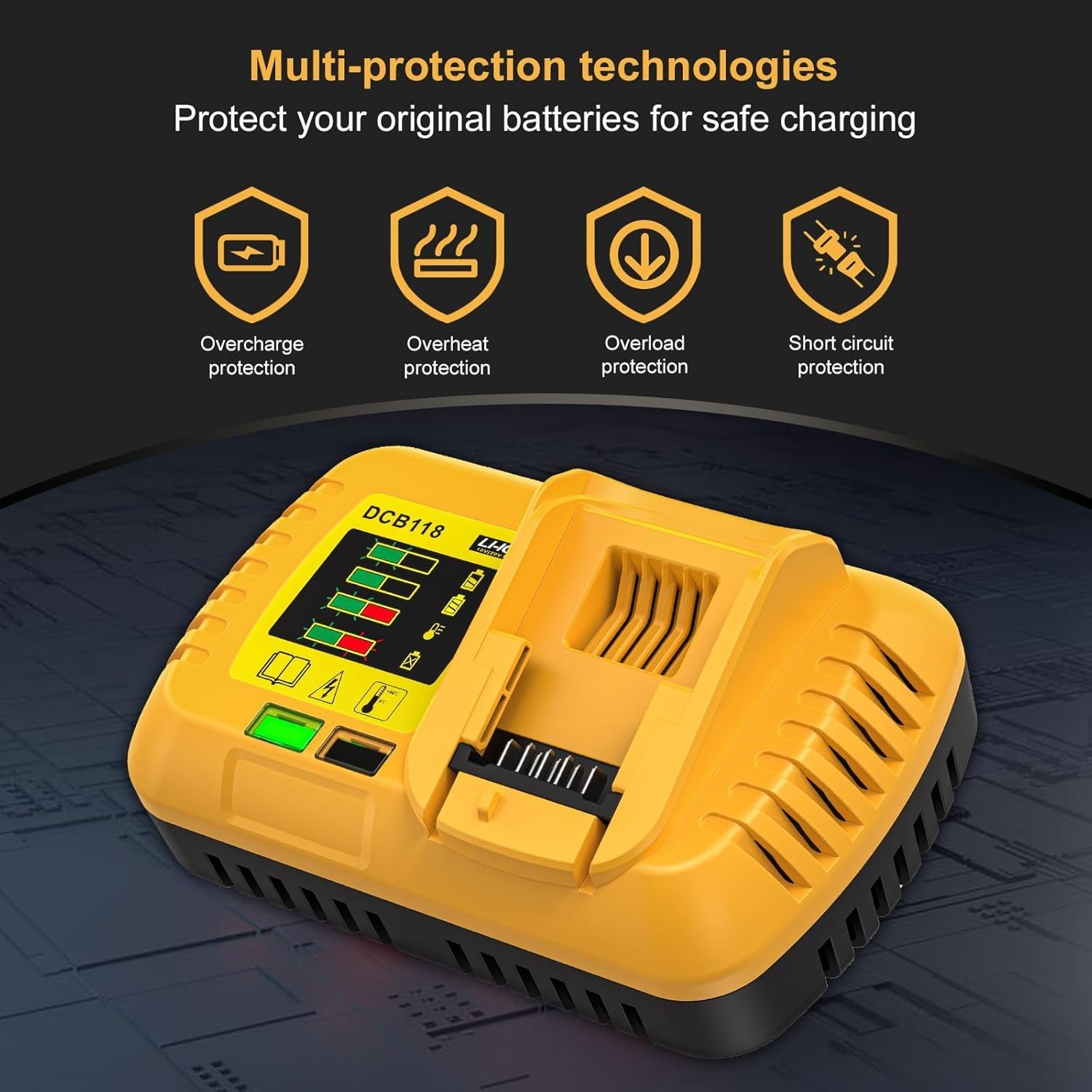 DCB118 Fast Charge For Dewalt 20V/60V Max Lithium-ion Battery Rapid Chargers