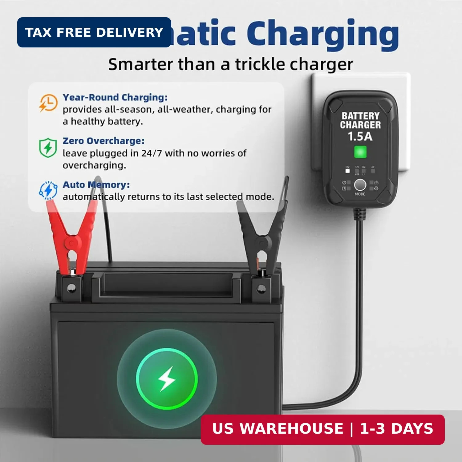 1.5A 6V 12V Car Battery Charger Automatic Maintainer Desulfator AGM GEL LiFePO4