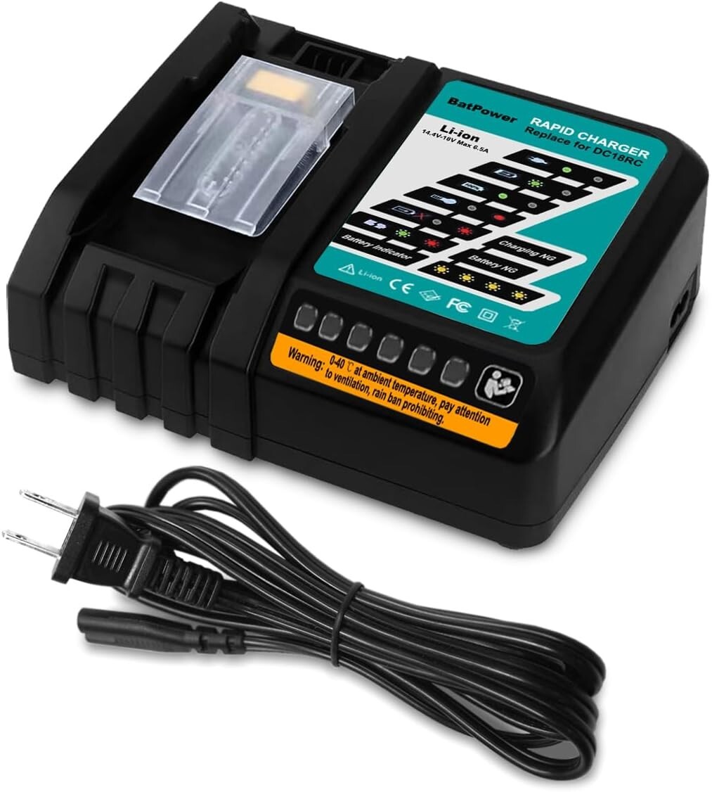 BatPower 14.4V-18V 6.5A Rapid Charger Compatible with Makita 18V DC18RC Charger