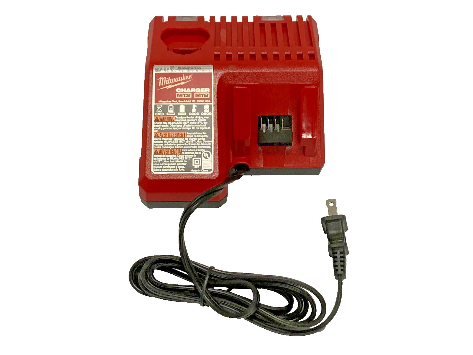 Milwaukee Lithium-Ion Battery Charger, Multi-Voltage M12 12V and M18 18V