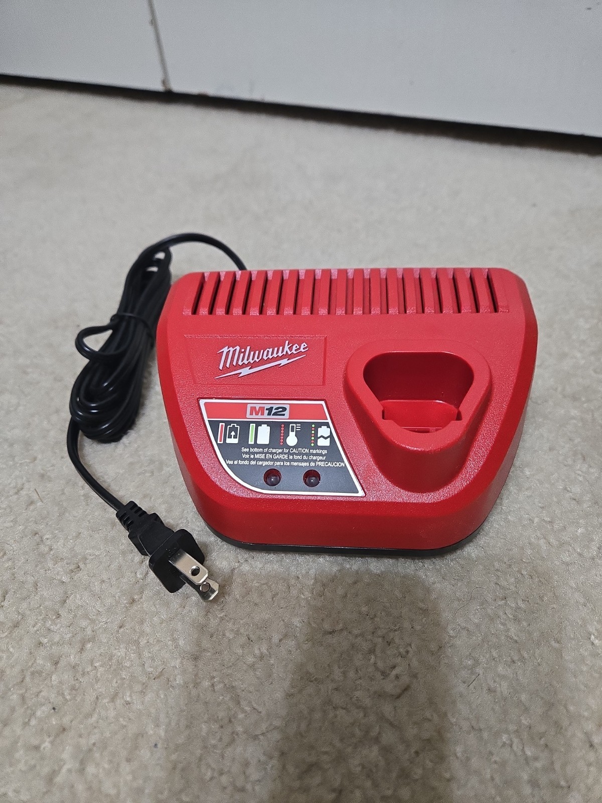 Milwaukee M12 Lithium Ion Battery Charger 12V OEM, Red, Single Port