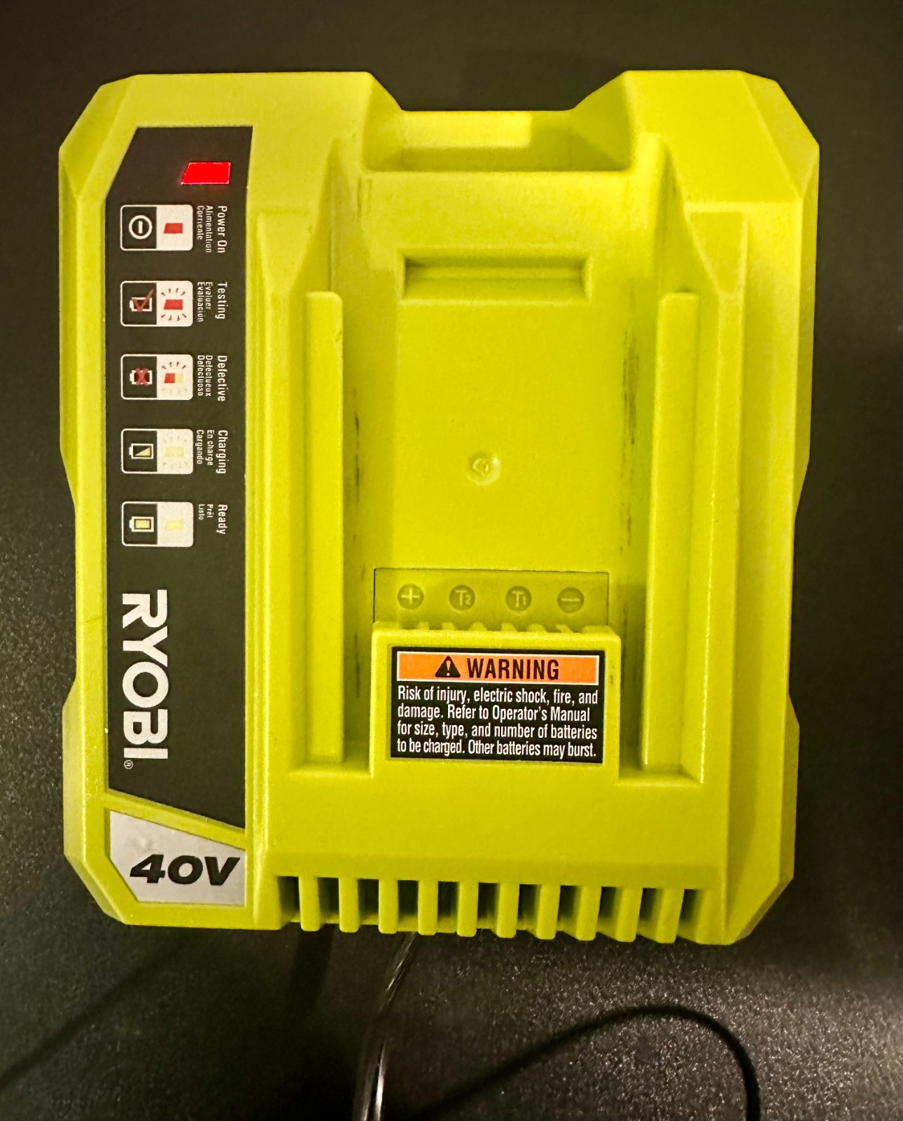 Ryobi OP401 40V Lithium Li-Ion Class 2 Battery Charger Tested/Works