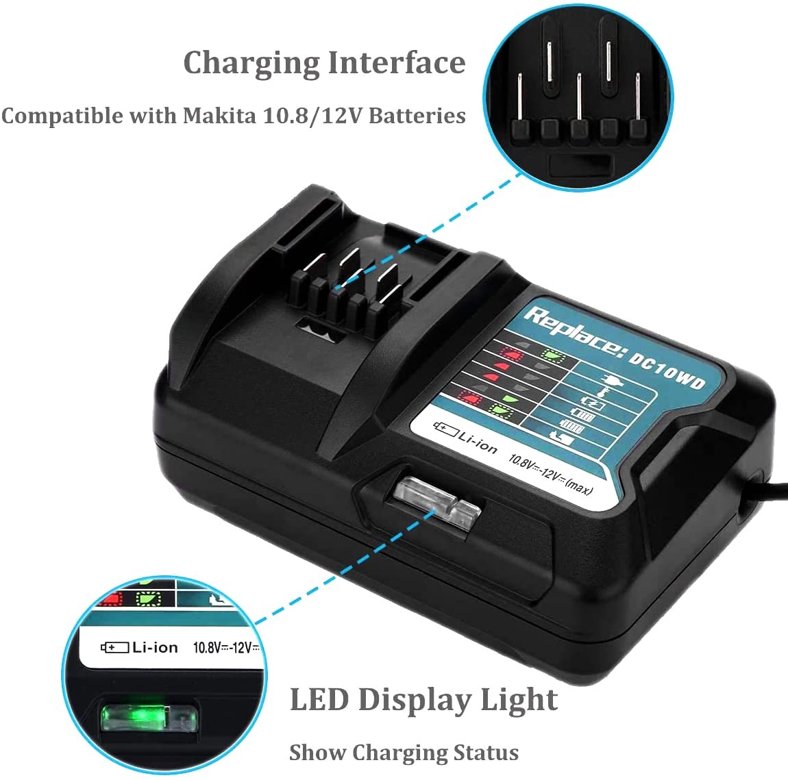 Cnby 2 X 2.0A Bl1021B Battery Charger Dc10Wd 10.8V 12V Replace For Makita 12V