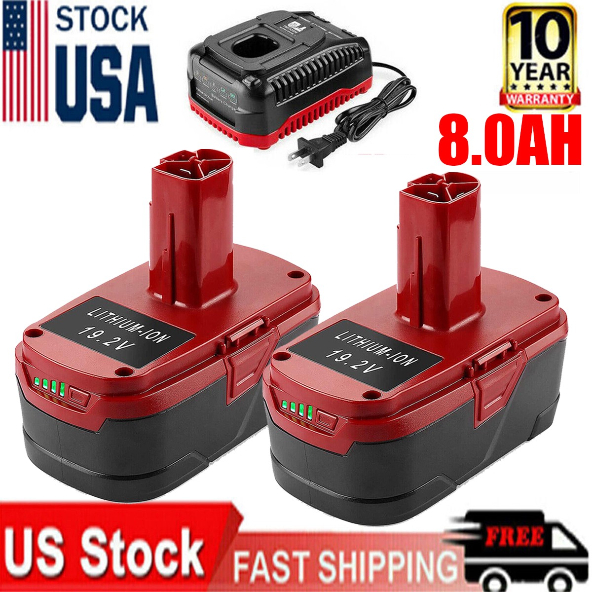 19.2Volt 8.0Ah For Craftsman C3 DieHard Lithium ion XCP Battery OR Charger 11375