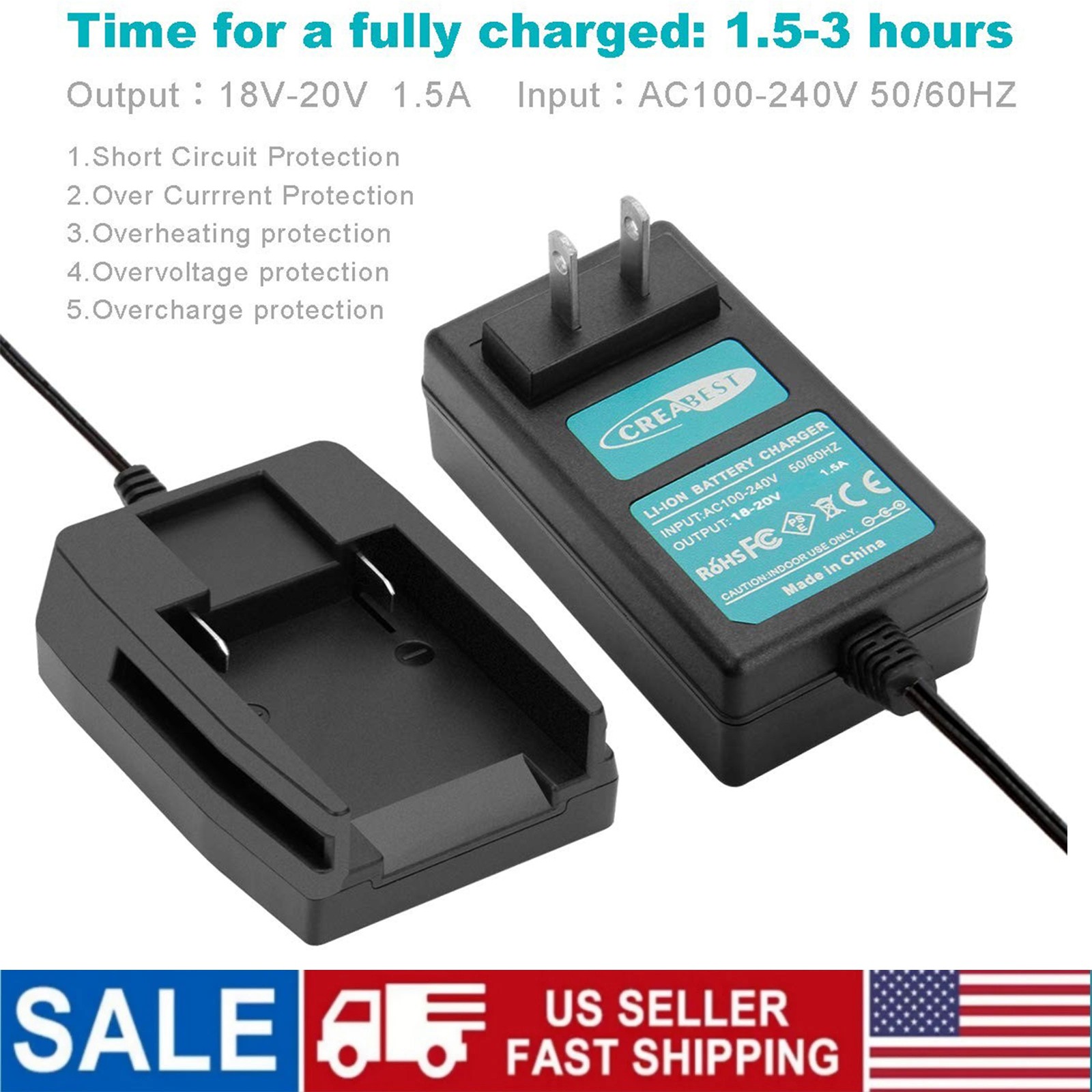 18V Charger For Worx WA3512.1 WA3512 WA3525 WA3520 WG180 WG166 Li-ion Battery