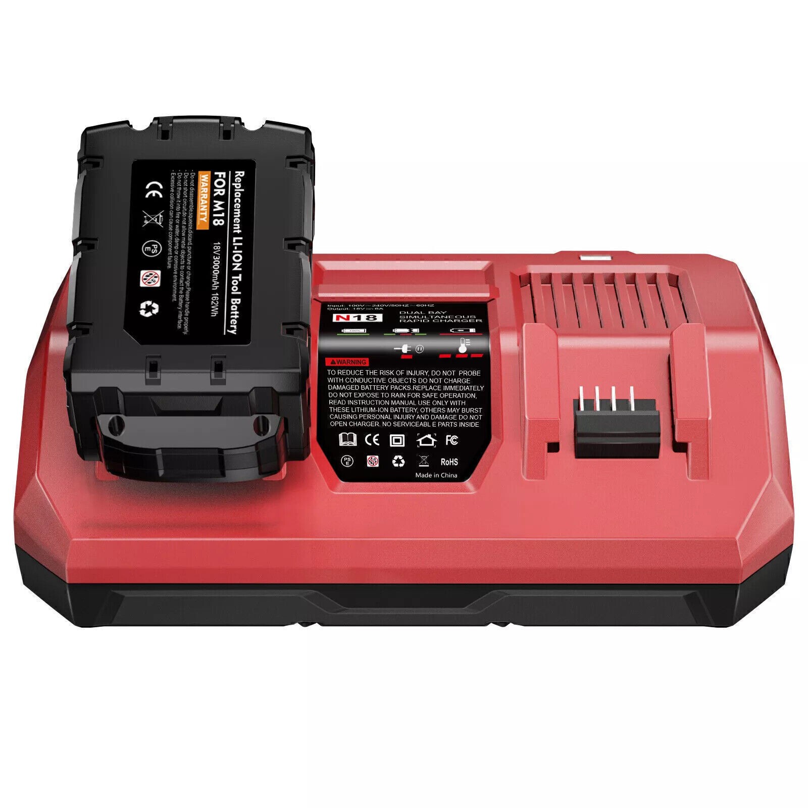 For Milwaukee for M18 Lithium-Ion Battery 48-59-1812 Dual Rapid Charger 12V-18V