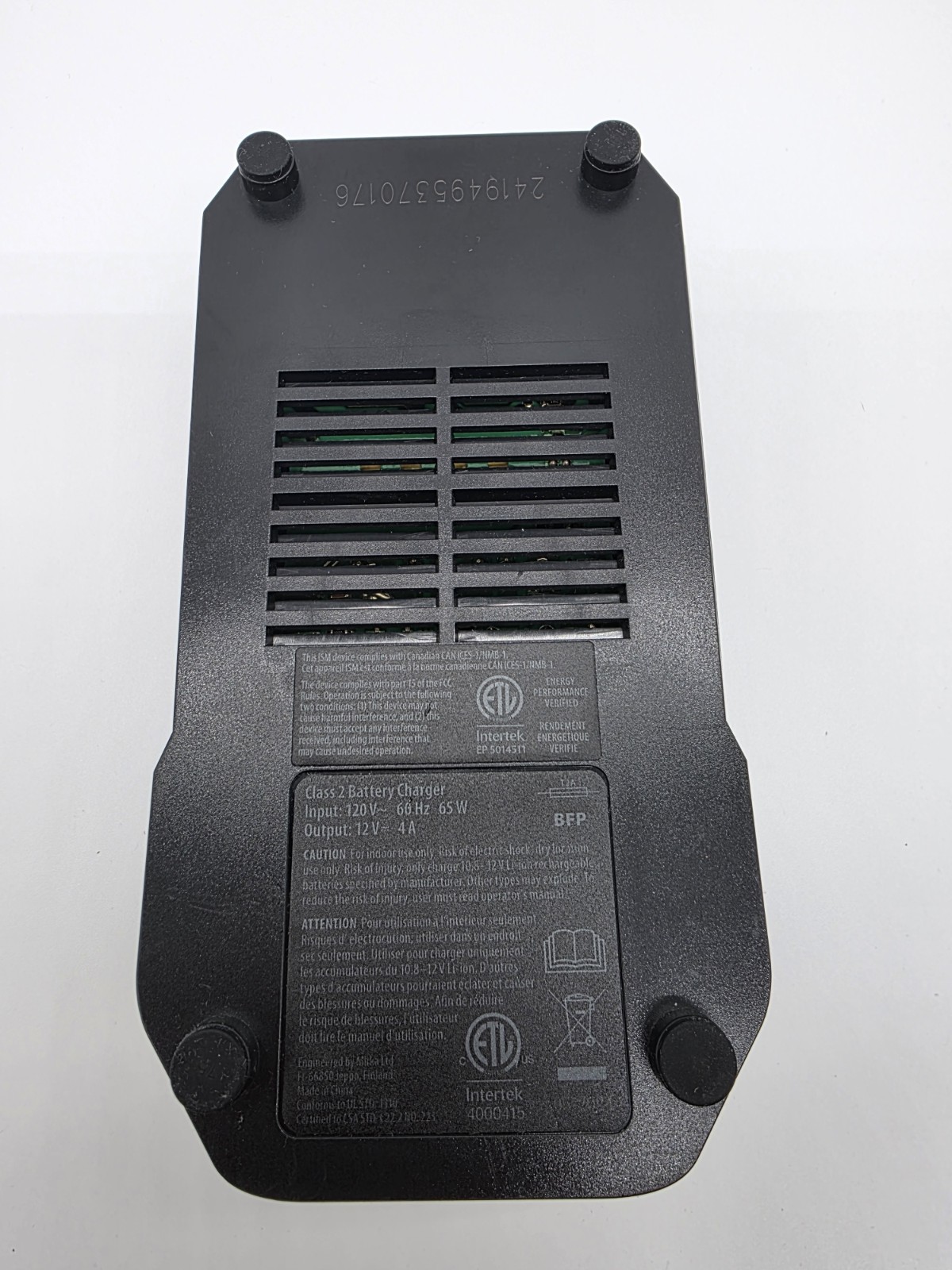MIRKA Li-ion 10.8-12V DC 12V Battery Charger Base w/ AC Power Cord Black
