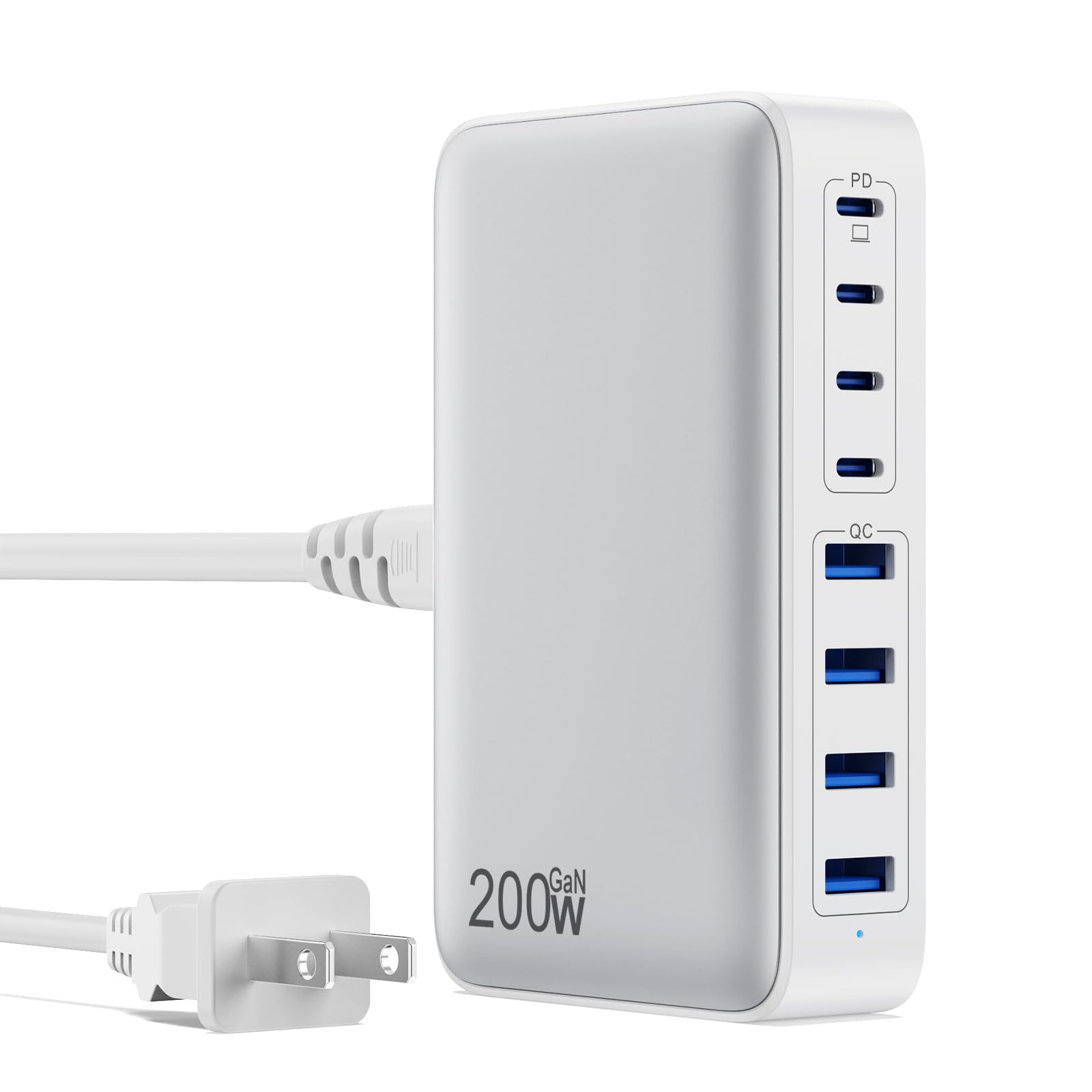 Gkutw Usb C Charger 200W Usb C Charger Blockupgraded Gan Iii 8-Port Charging