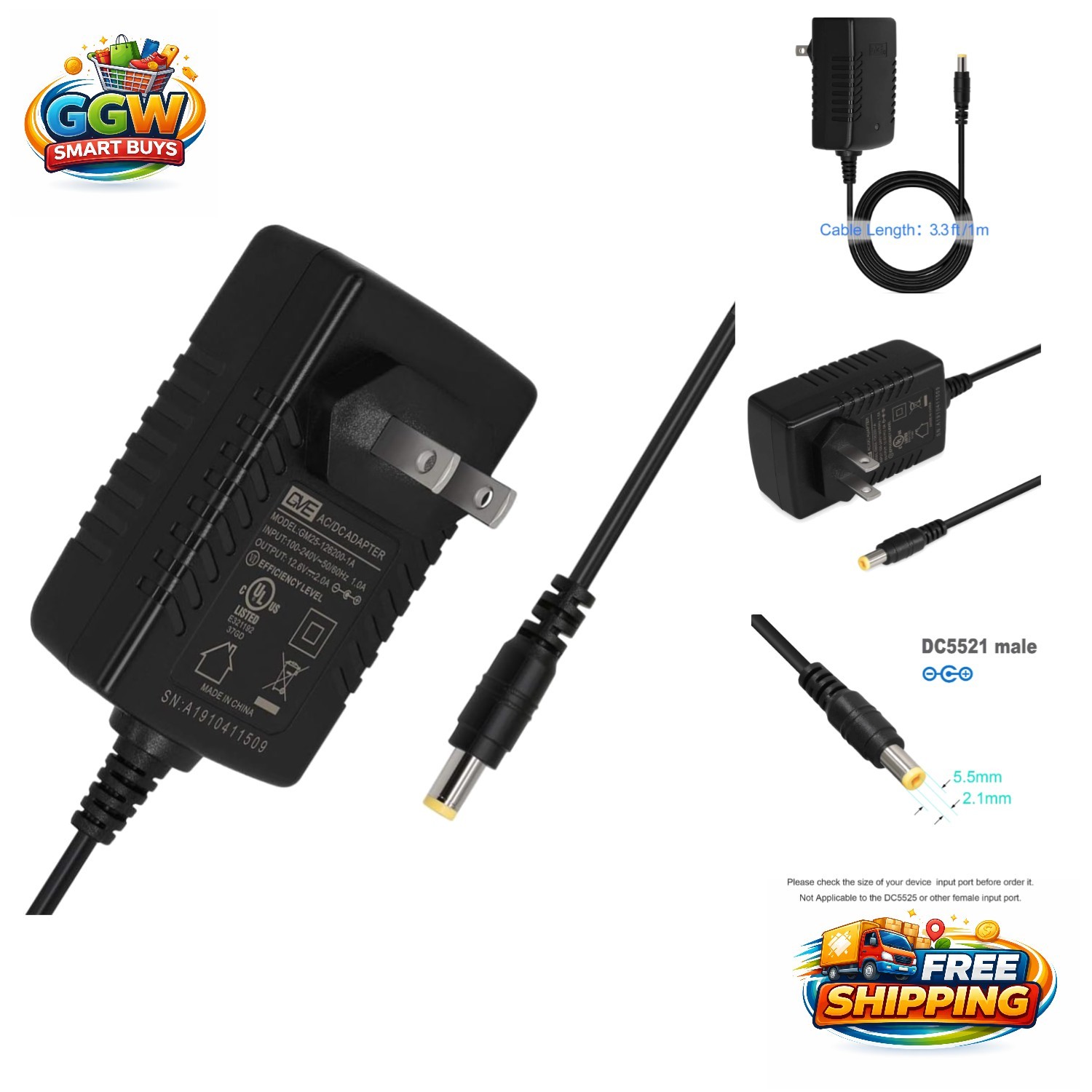 Compact and Lightweight 12.6V/2A Charger with LED Display for Lithium Batteries
