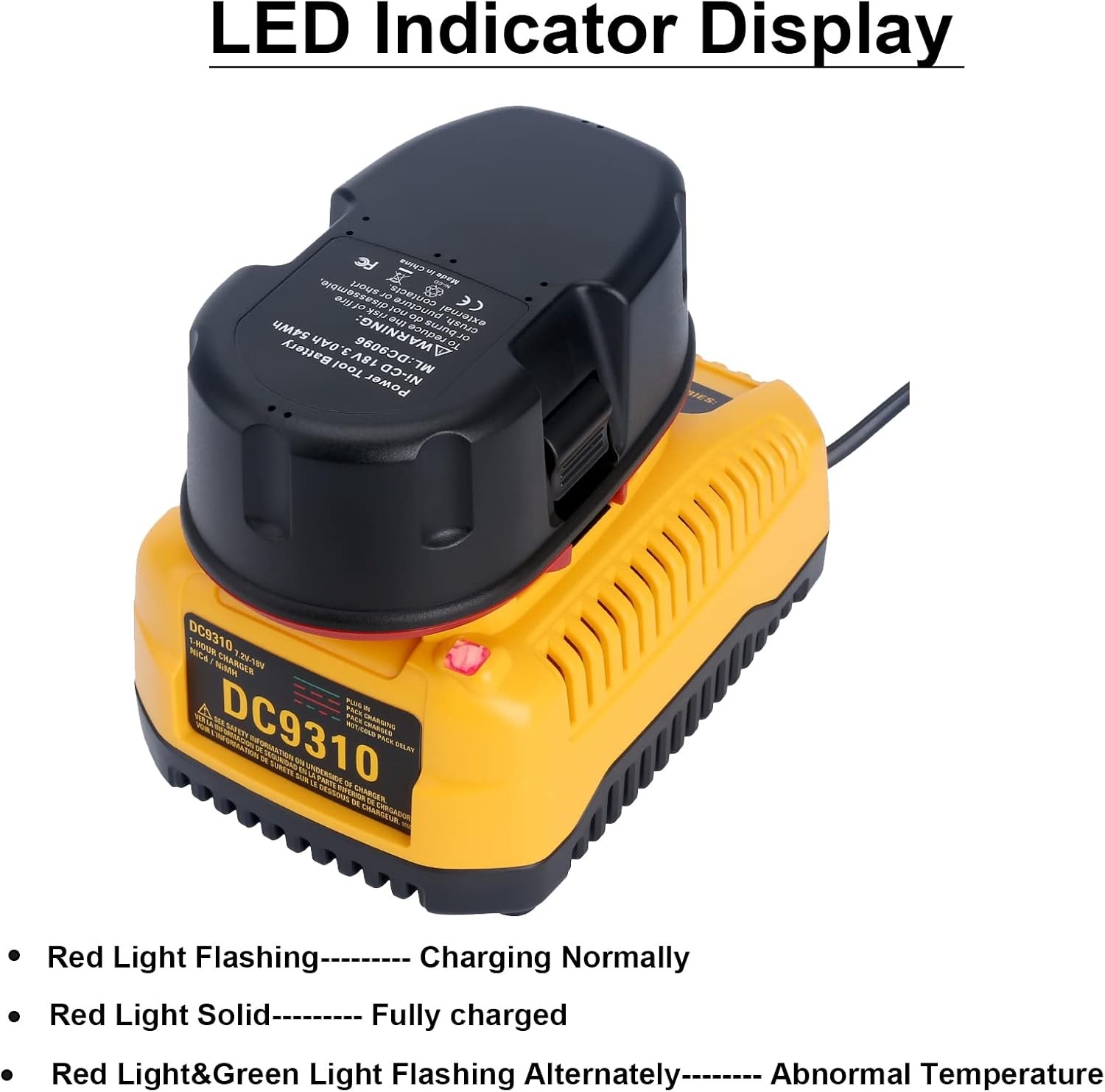 DC9310 Fast Charger Replace for DEWALT 18 Volts Battery DW9116 Compatible with