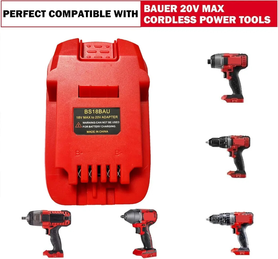 for Bauer 20V Tools Adapter for Bosch GBA 18v Li-ion Battery to for Bauer tool